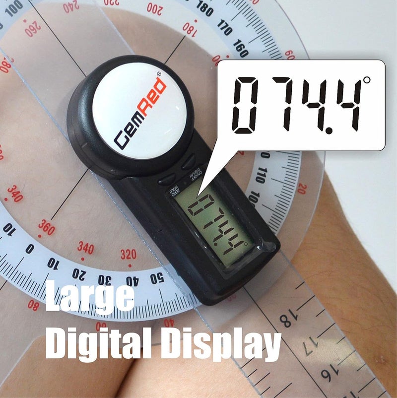GemRed 12" Digital Goniometer 360 Degree Physical Therapy Plastic Protractor for Joint Range of Motion ROM Measurement - Image 2